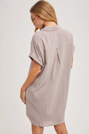The Versatile Woven Button Up Mini Dress/Shirt with lining and  Pockets!!