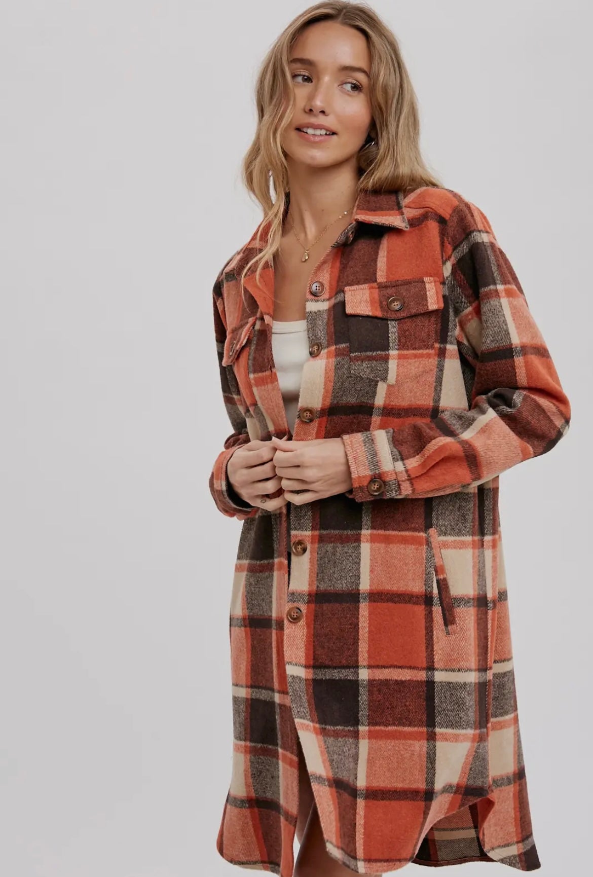 Free Fallin’ Flannel Plaid Longline Shacket