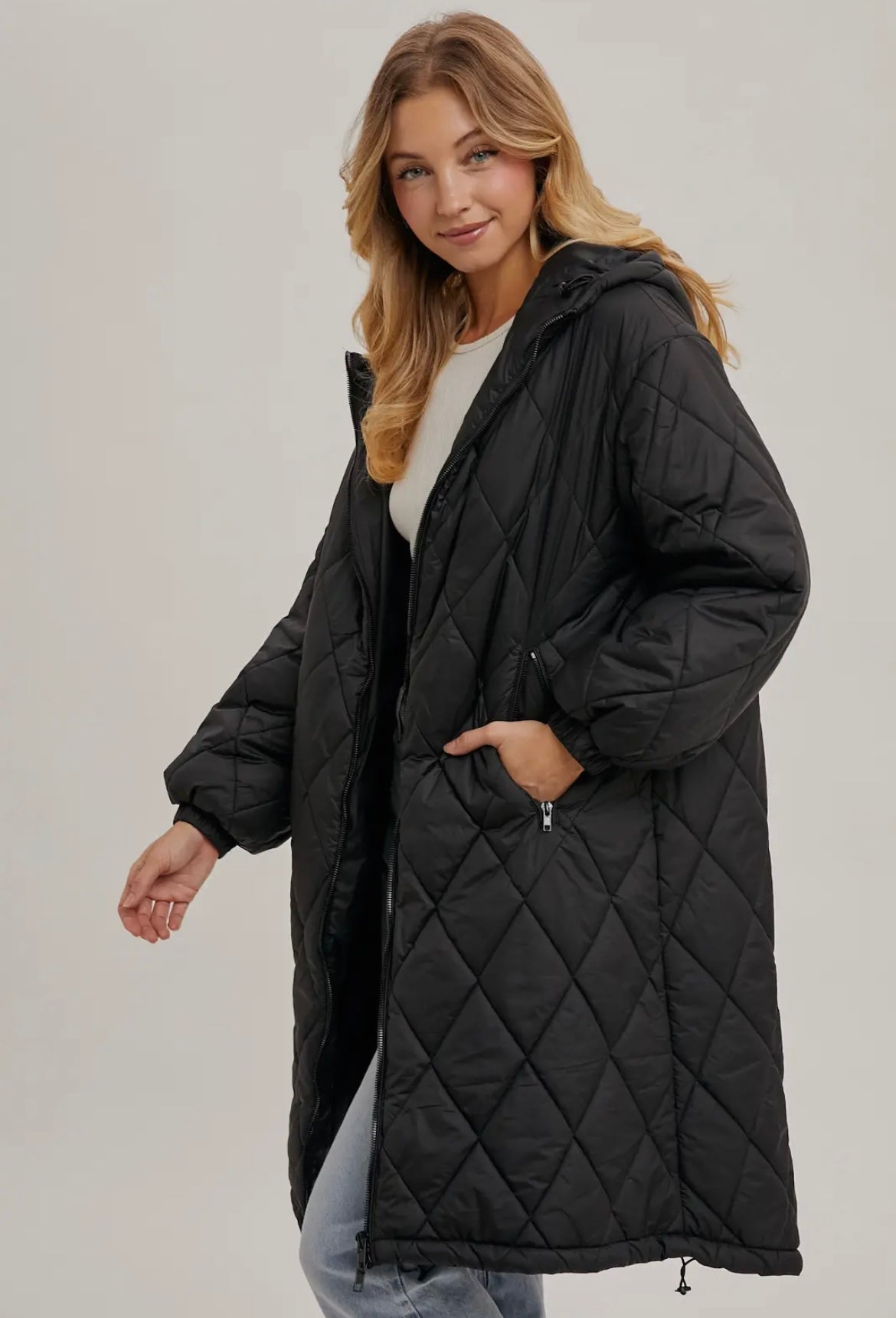 Oversize Quilted Long Jacket