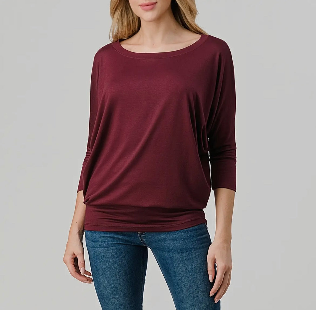 NL - 3/4 Dolman Round Neck Modal Top