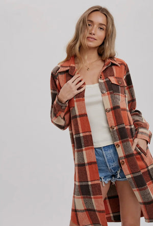 Free Fallin’ Flannel Plaid Longline Shacket