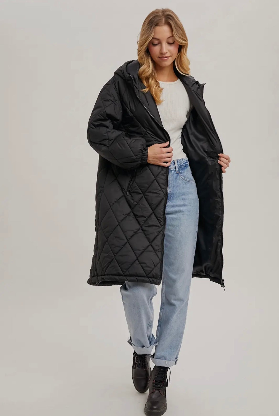 Oversize Quilted Long Jacket