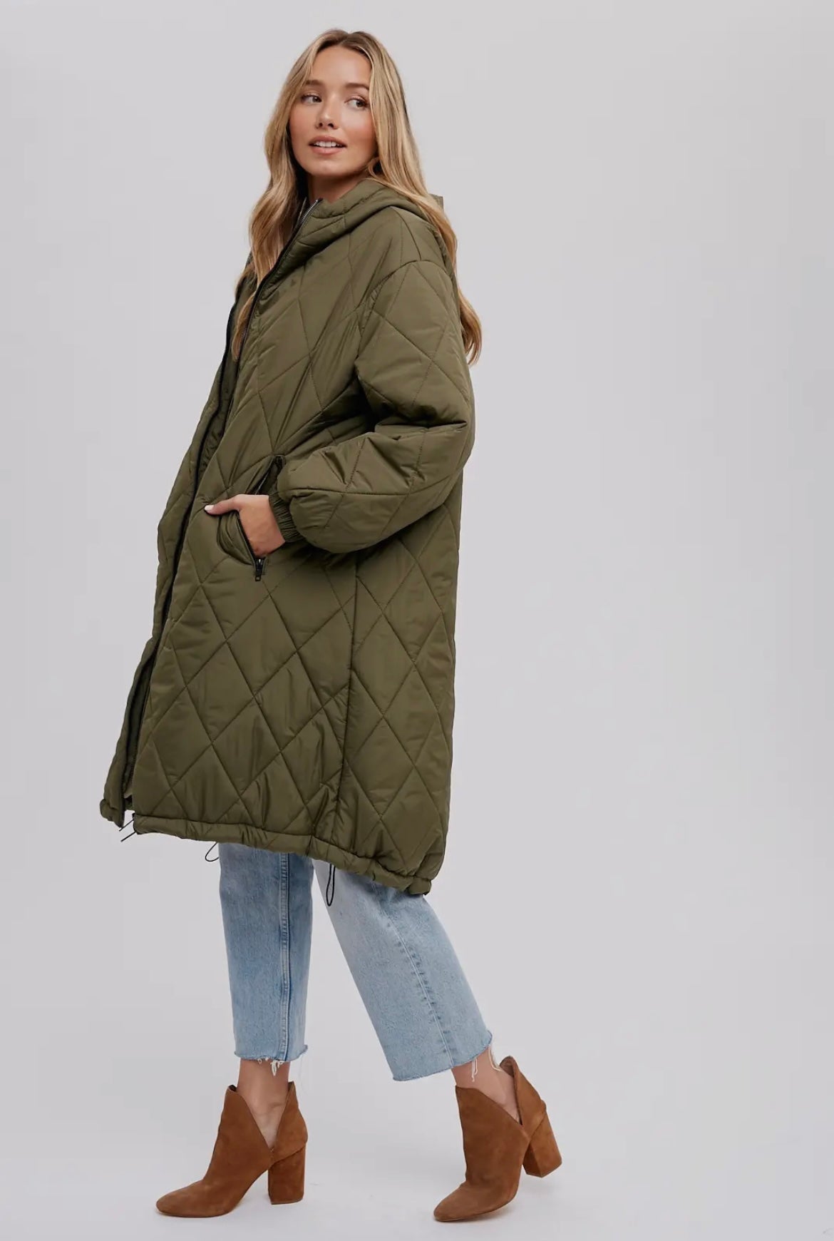 Oversize Quilted Long Jacket