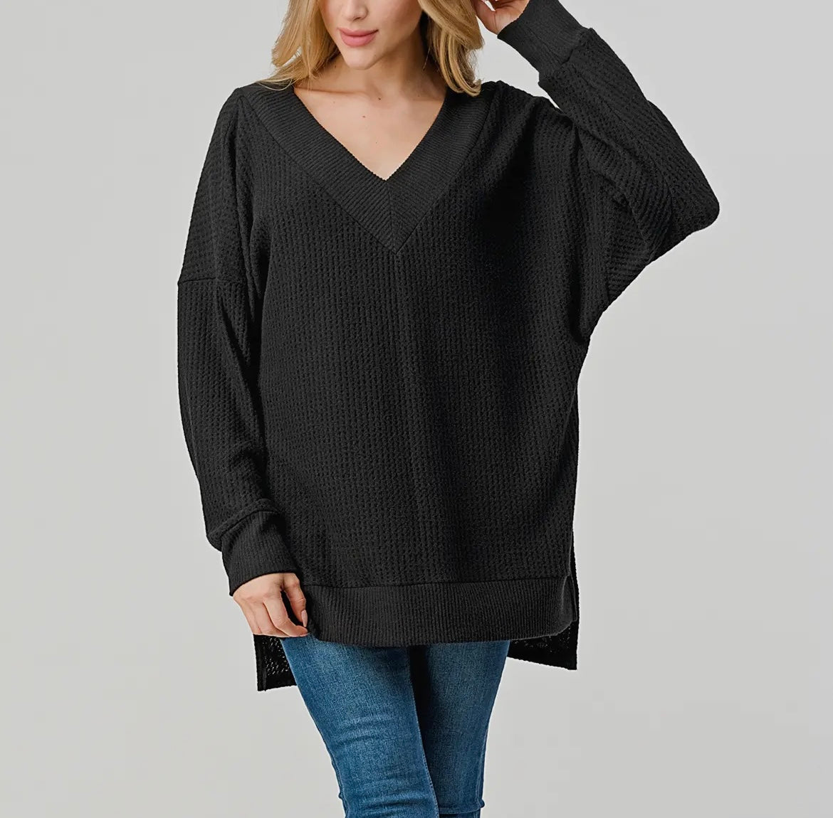 The Waffle Vneck Longsleeve Oversized fit