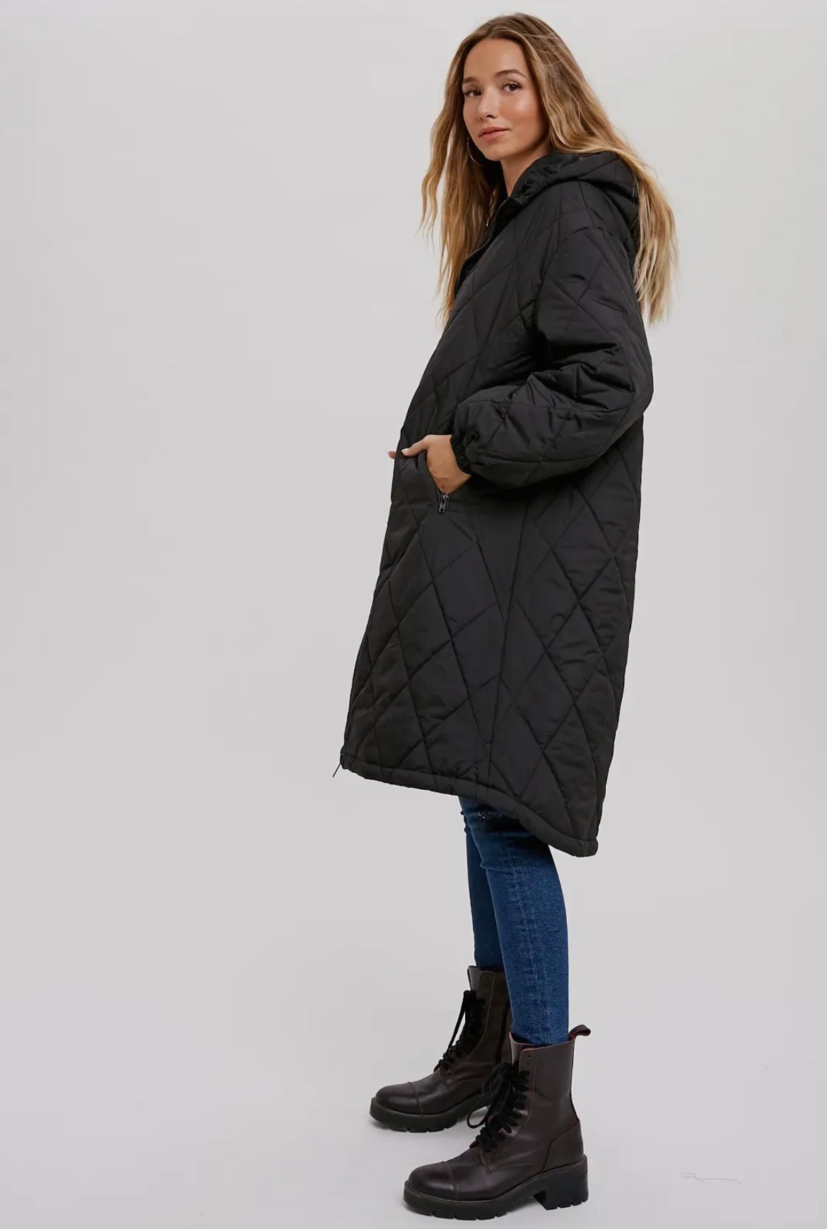 Oversize Quilted Long Jacket