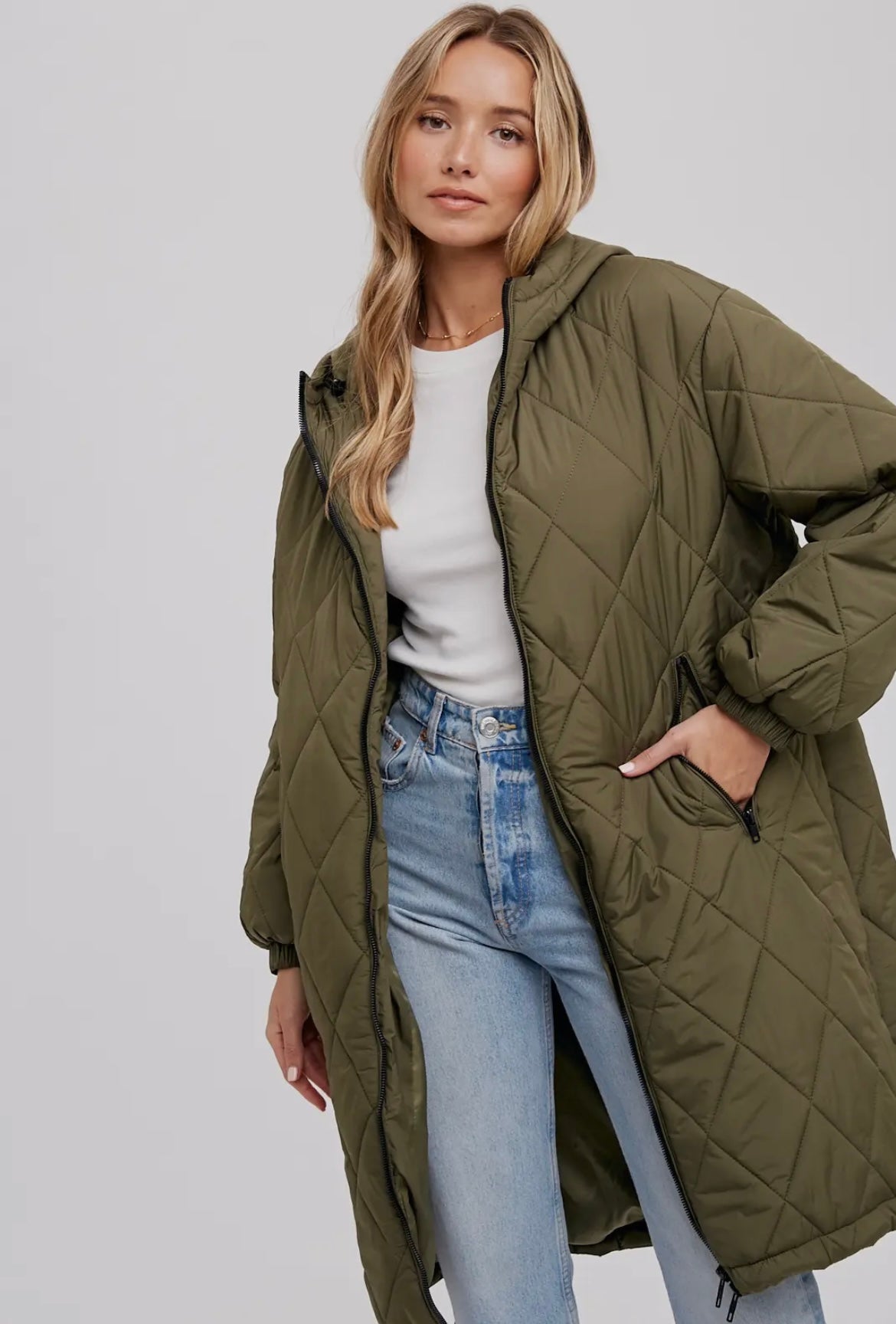 Oversize Quilted Long Jacket