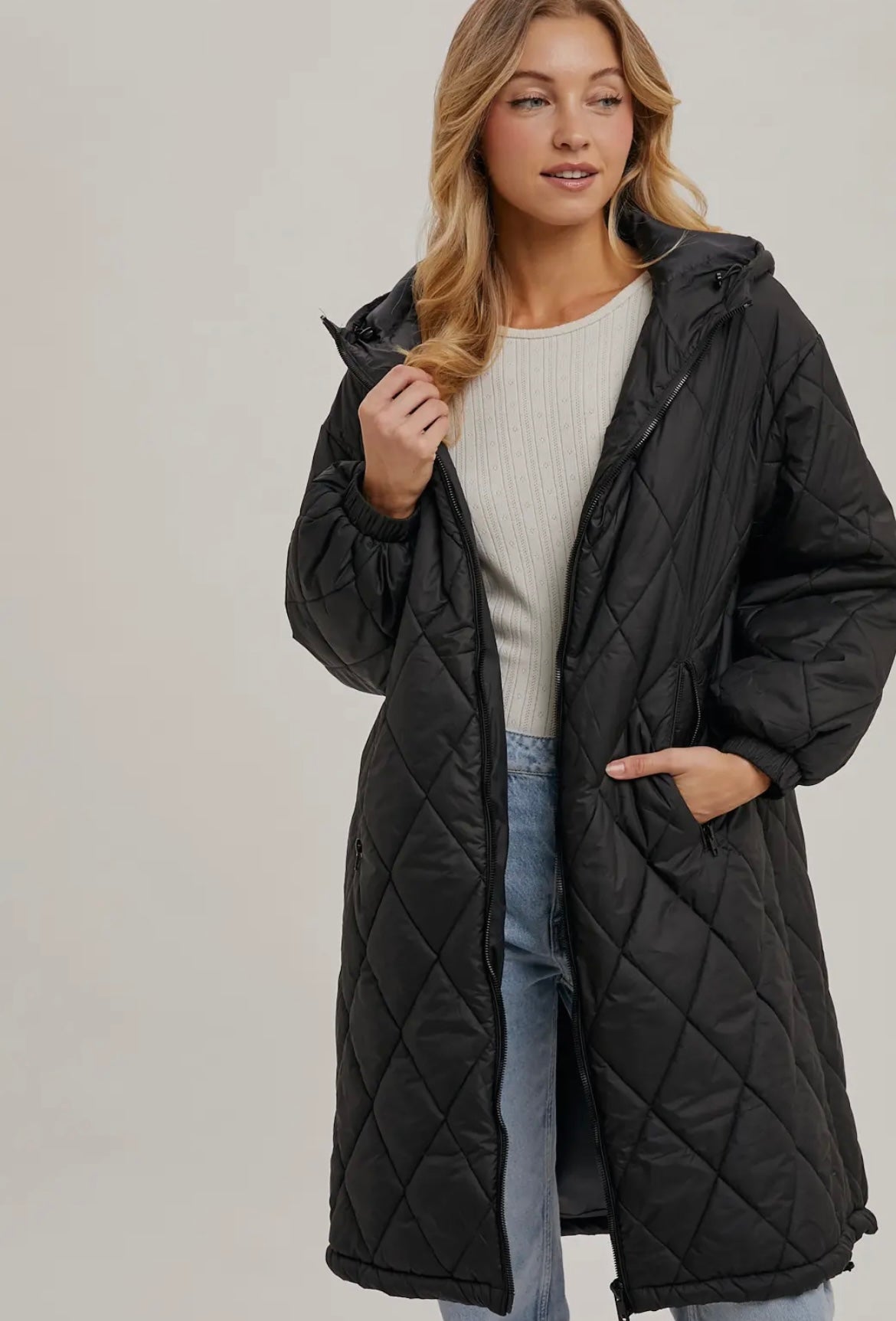 Oversize Quilted Long Jacket