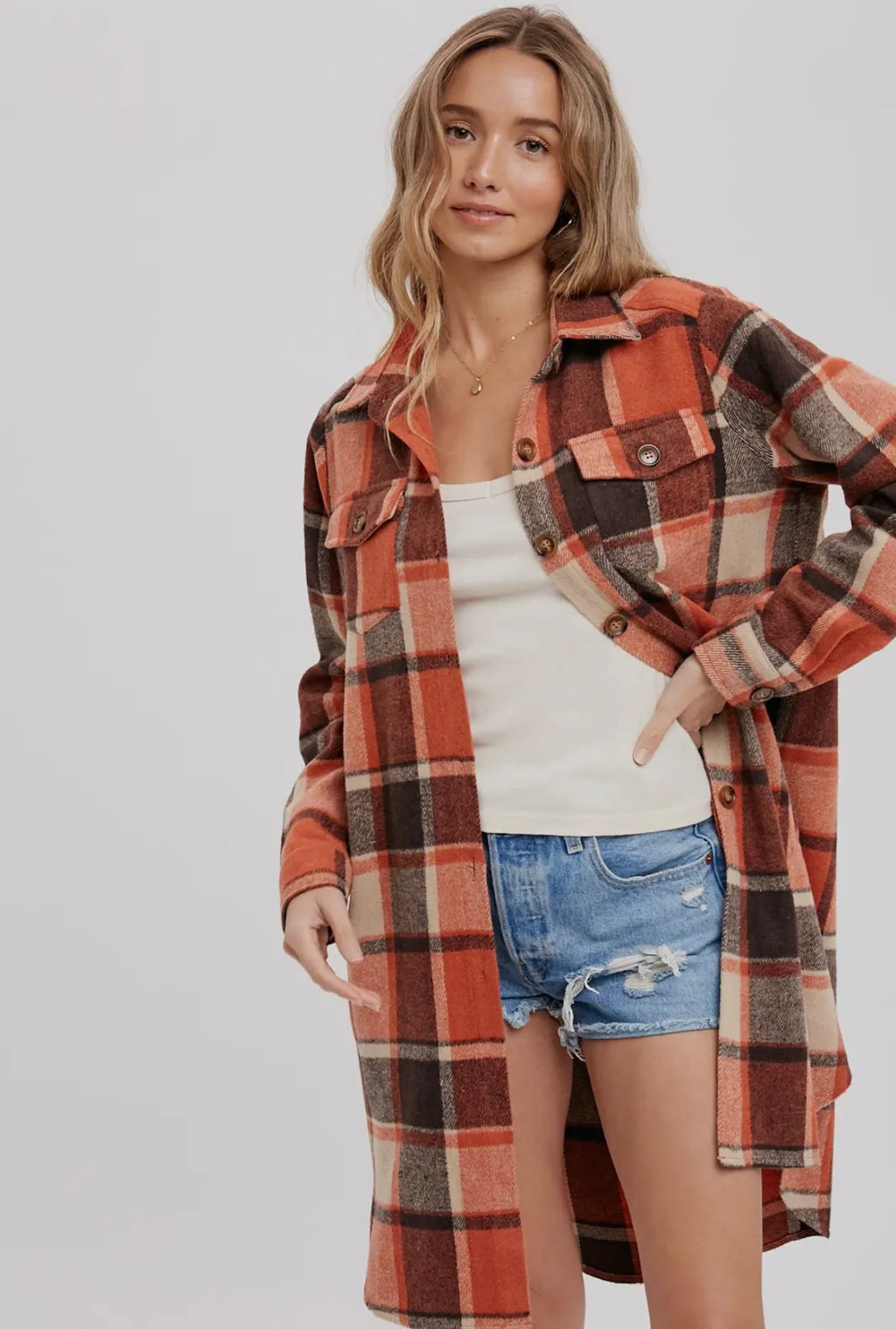 Free Fallin’ Flannel Plaid Longline Shacket