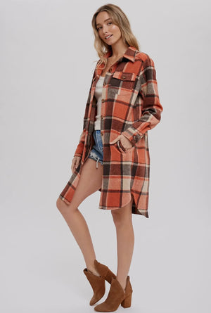 Free Fallin’ Flannel Plaid Longline Shacket