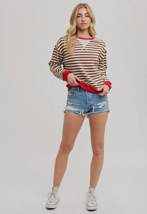 Striped Contrast Crewneck Sweatshirt