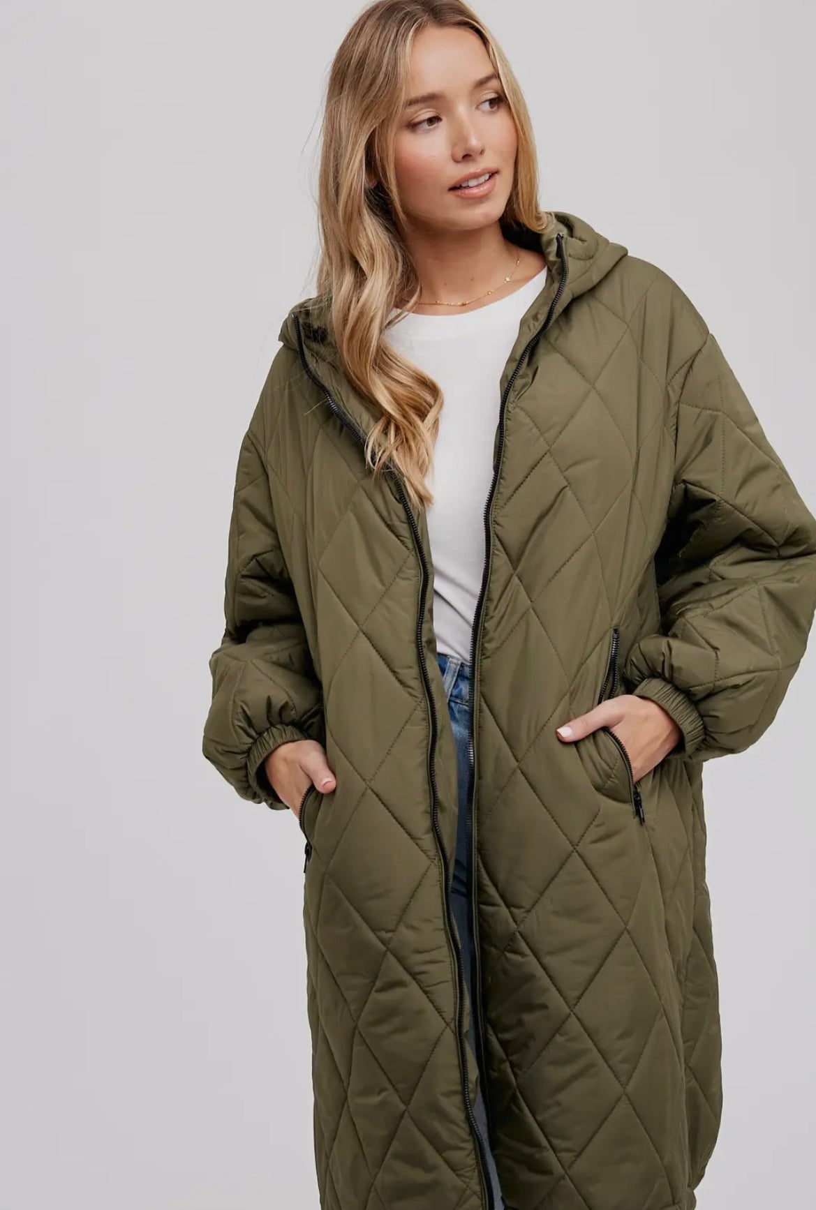 Oversize Quilted Long Jacket