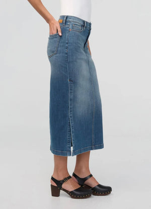 Duer Performance Denim Slit Skirt