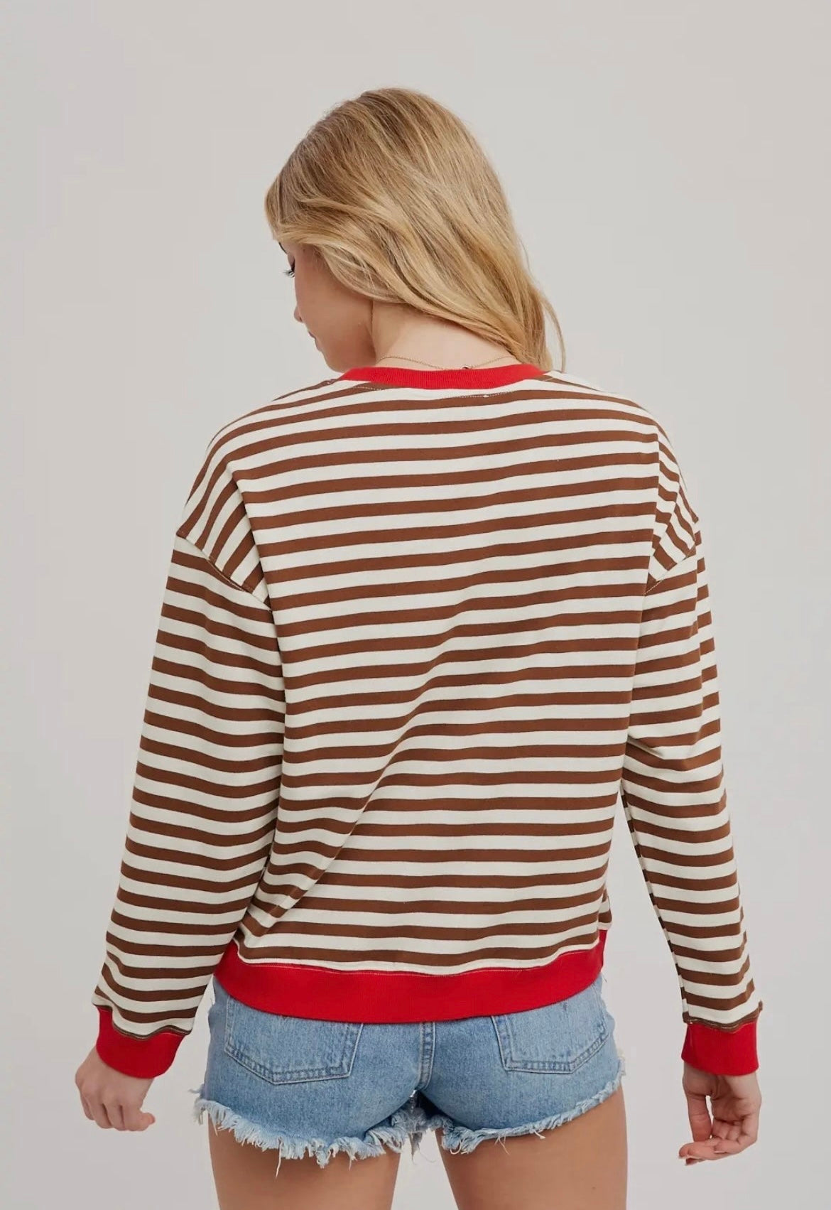 Striped Contrast Crewneck Sweatshirt