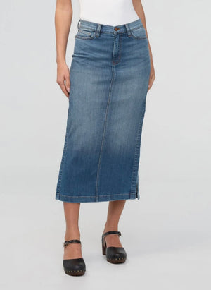 Duer Performance Denim Slit Skirt