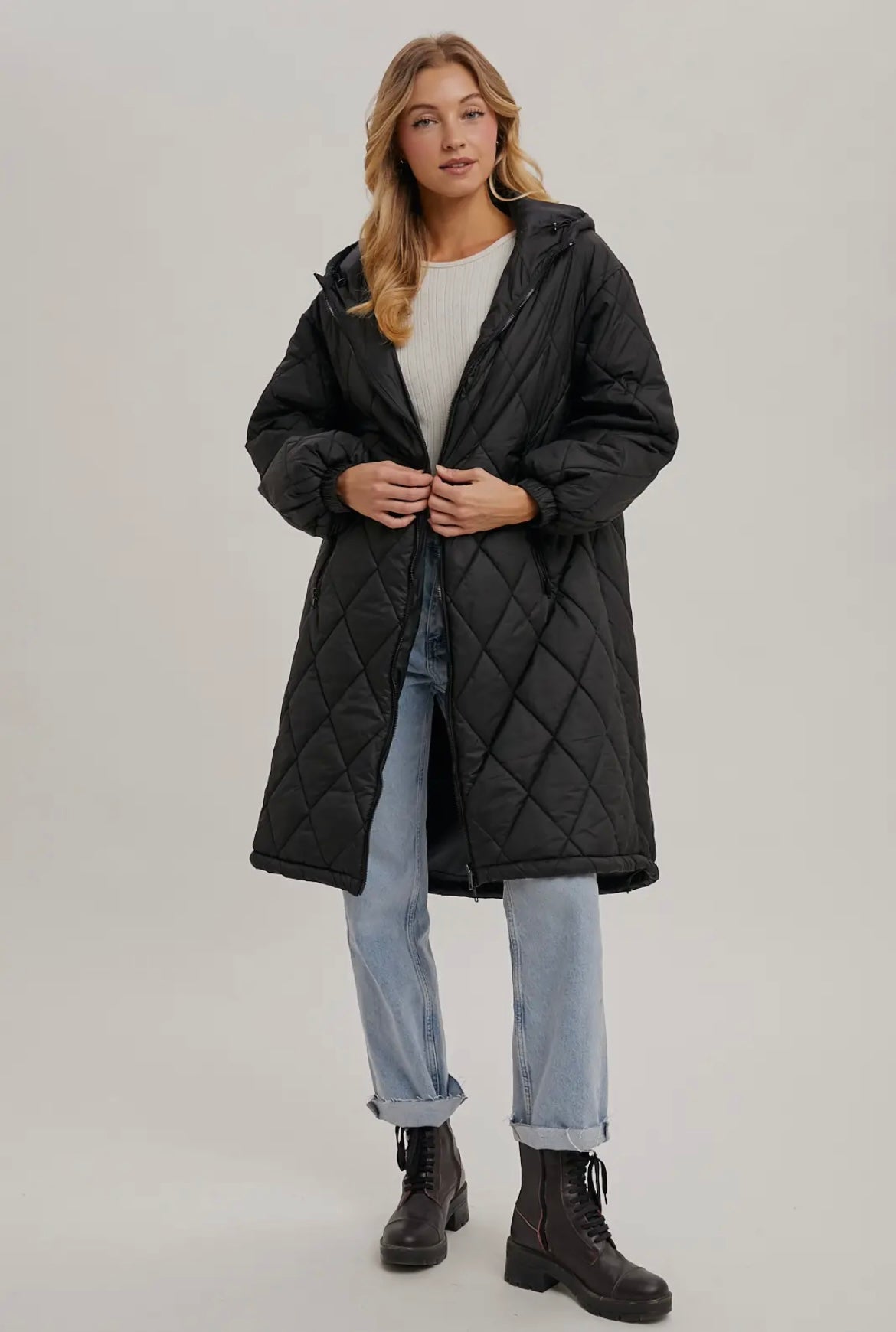 Oversize Quilted Long Jacket