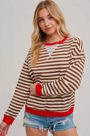 Striped Contrast Crewneck Sweatshirt