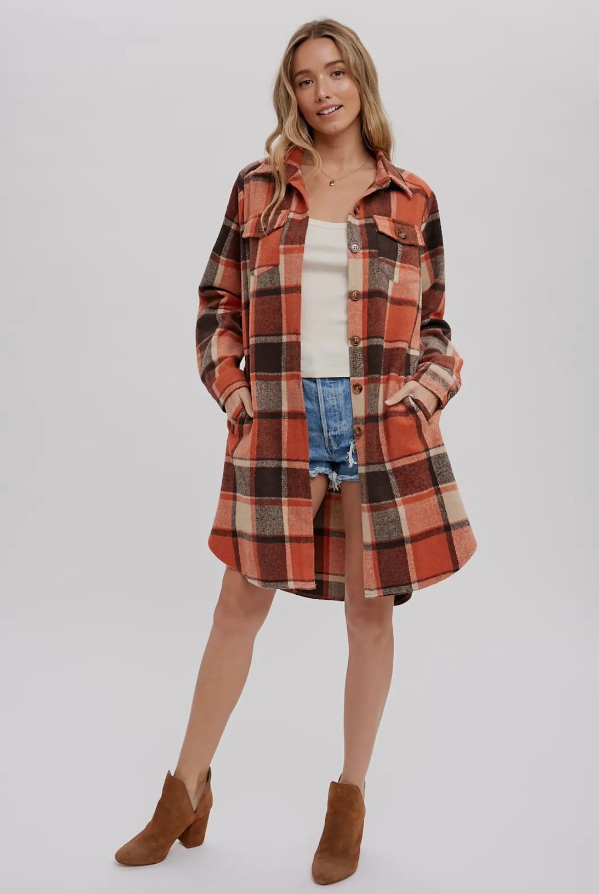 Free Fallin’ Flannel Plaid Longline Shacket