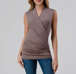 Premium Modal Front Cross Sleeveless Top