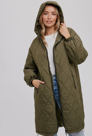 Oversize Quilted Long Jacket