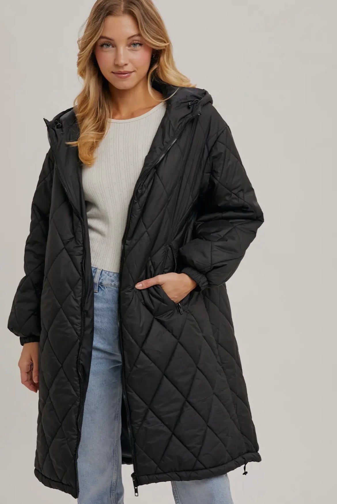 Oversize Quilted Long Jacket