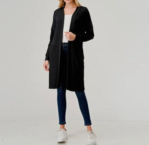 Rib Constrast Brushed Knit Cardigan