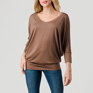 NL -3/4 Dolman Vneck Modal Top