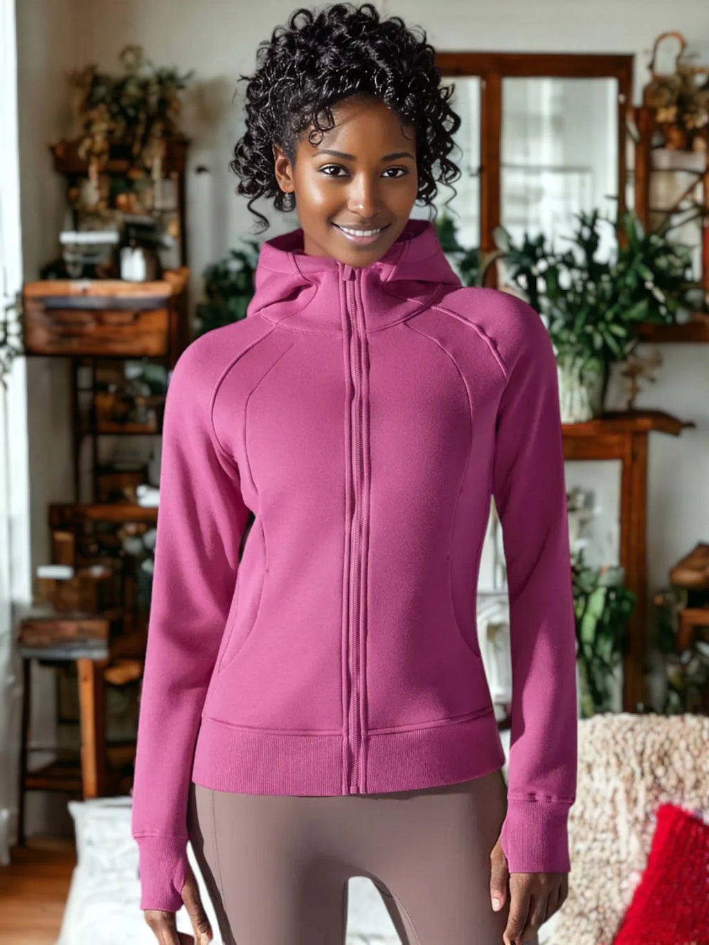 Yoga Fitness Cozy Warm Full Hooded Jacket - and pockets inside and out!!
