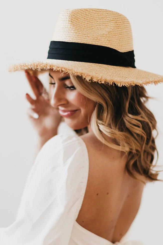 The Frayed Packable Straw Sun Hat