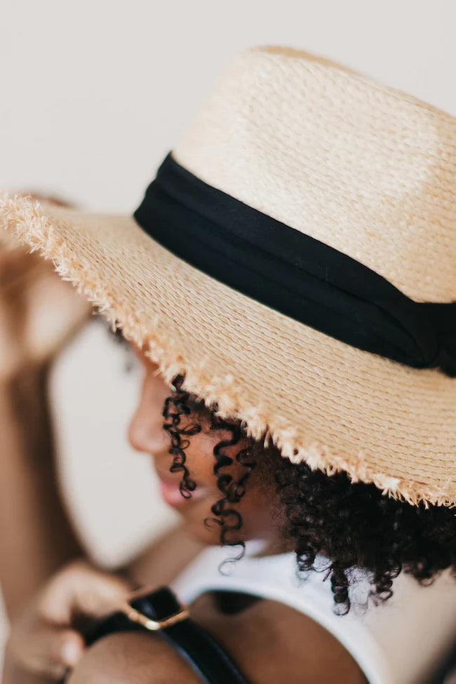 The Frayed Packable Straw Sun Hat