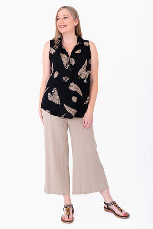 Collared Bamboo Linen Sleeveless Top