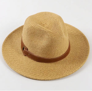 Avenue Zoe Panama Straw Hat II with wider brim and wider Leather Strap UNISEX