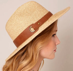 Avenue Zoe Panama Straw Hat II with wider brim and wider Leather Strap UNISEX