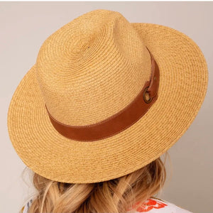 Avenue Zoe Panama Straw Hat II with wider brim and wider Leather Strap UNISEX