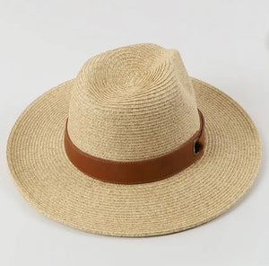 Avenue Zoe Panama Straw Hat II with wider brim and wider Leather Strap UNISEX